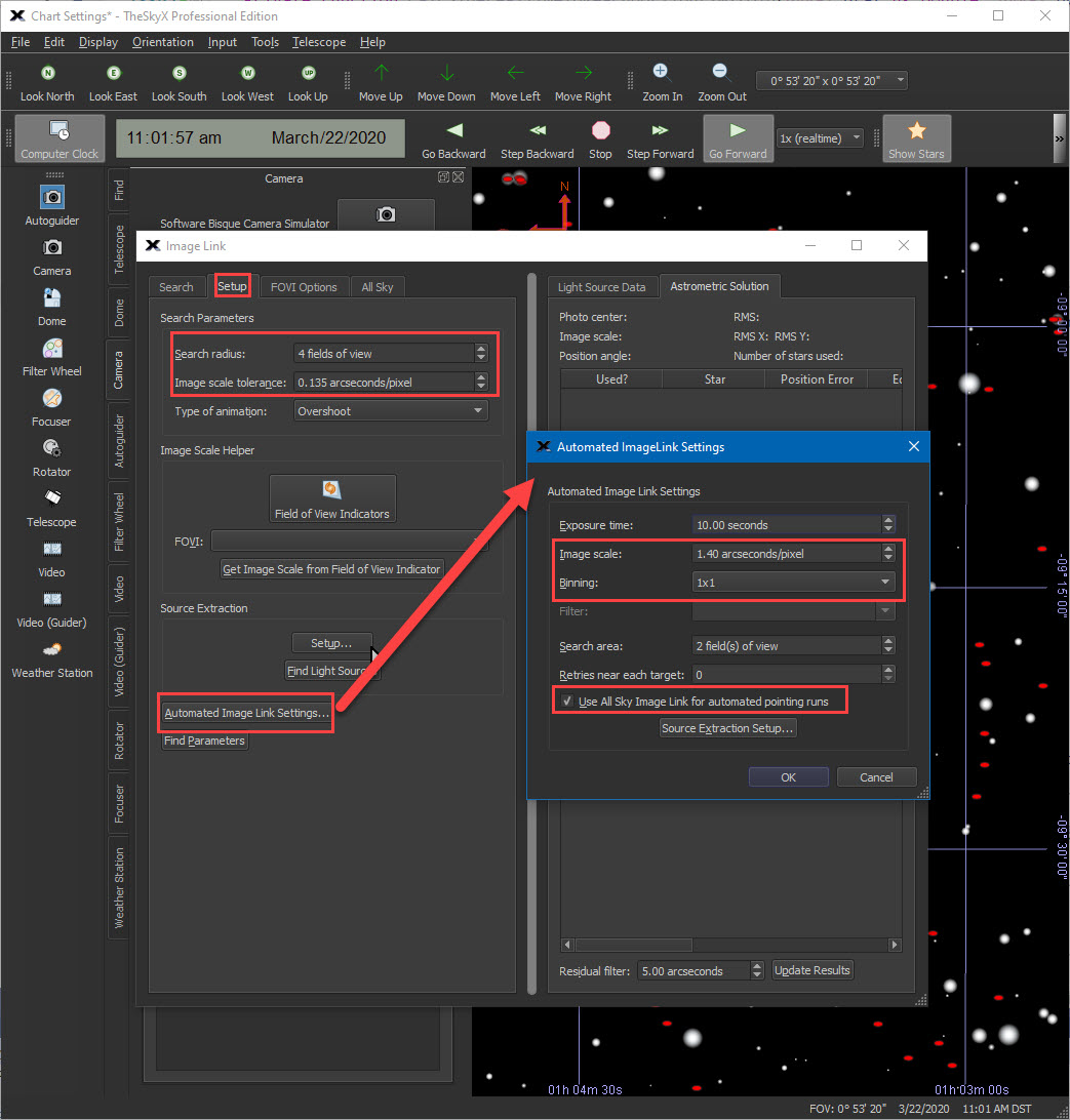 SkyXImageLinkSetupAutomatedPlateSolves