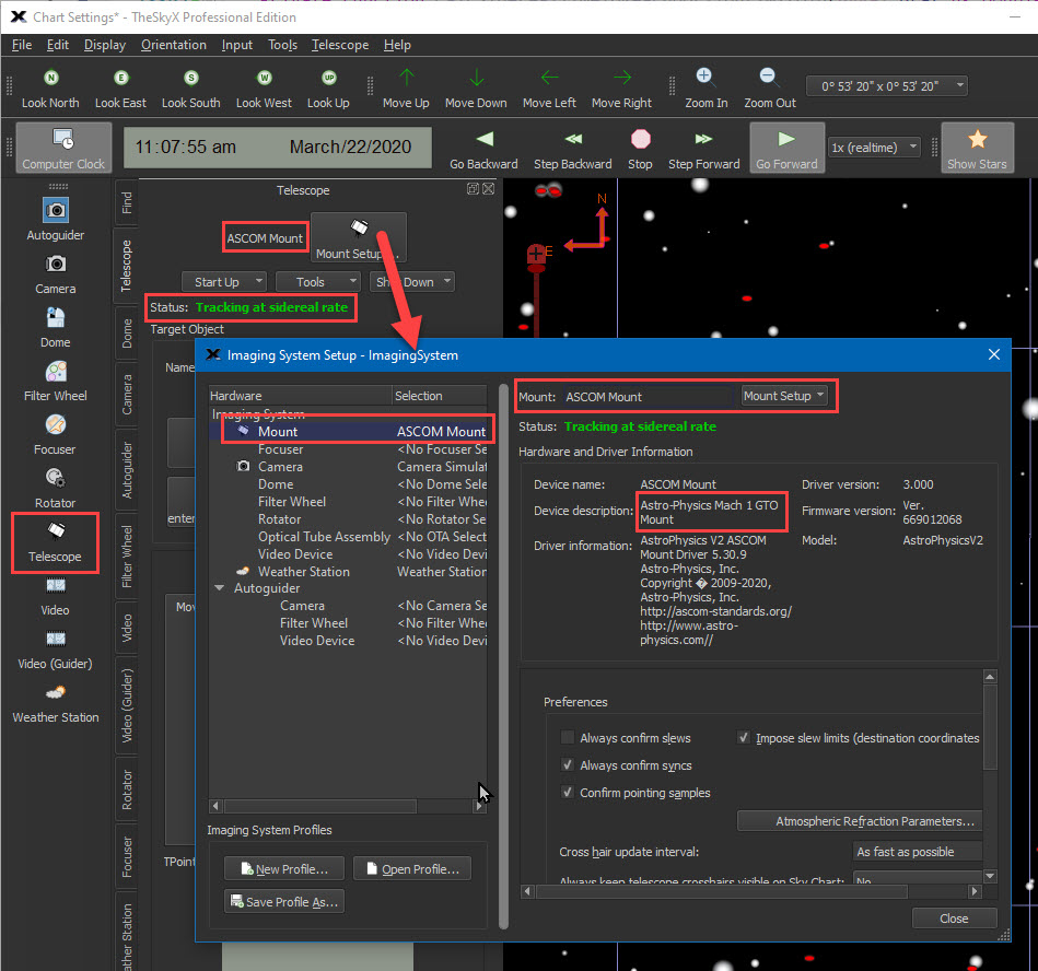 SkyXTelescopeSetup